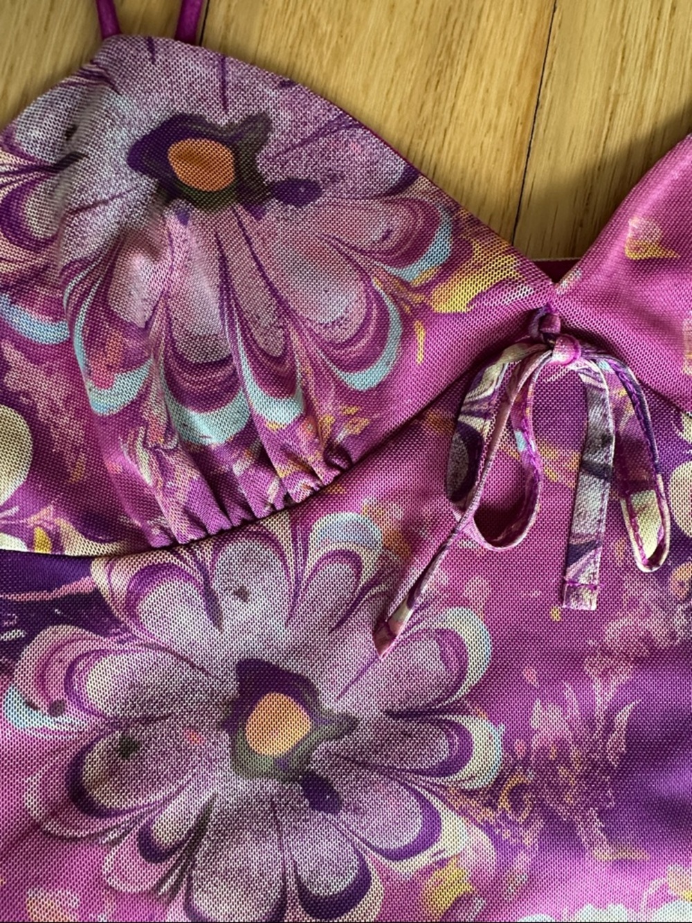 Urban Outfitters Magenta Floral Trippy Pattern Mini Dress - Picture 4 of 4